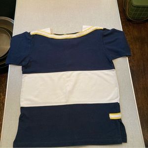 Liz Claiborne, Liz & Co., Size Small, Navy, White and Yellow, Boat neck Shirt.